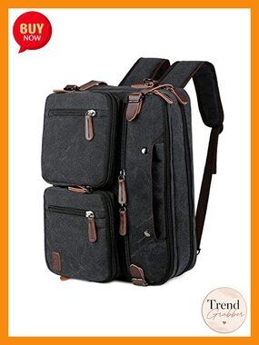 Convertible Briefcase Backpack 17 Inch Laptop Bag Canvas Business Travel